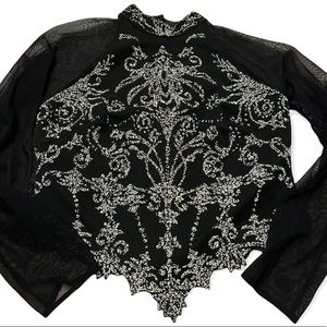 Joseph Ribkoff beaded mesh top